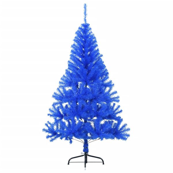vidaXL Albero di Natale Artificiale a Met&agrave; con Supporto Blu 120 cm PVC