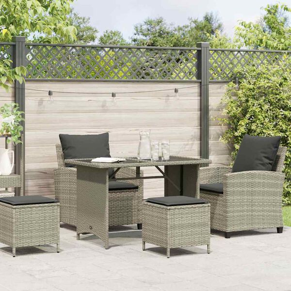 vidaXL Set Divano da Giardino 4pz con Cuscini Grigio Chiaro Polyrattan