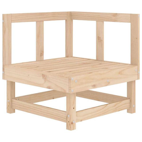 vidaXL Divano Angolare con Cuscini in Legno Massello di Pino