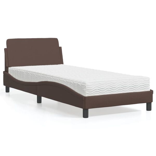 vidaXL Letto con Materasso Dover Marrone 90x190 cm in Similpelle