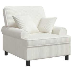 vidaXL Poltrona XL con Cuscini Crema Tessuto a 1,5 linee