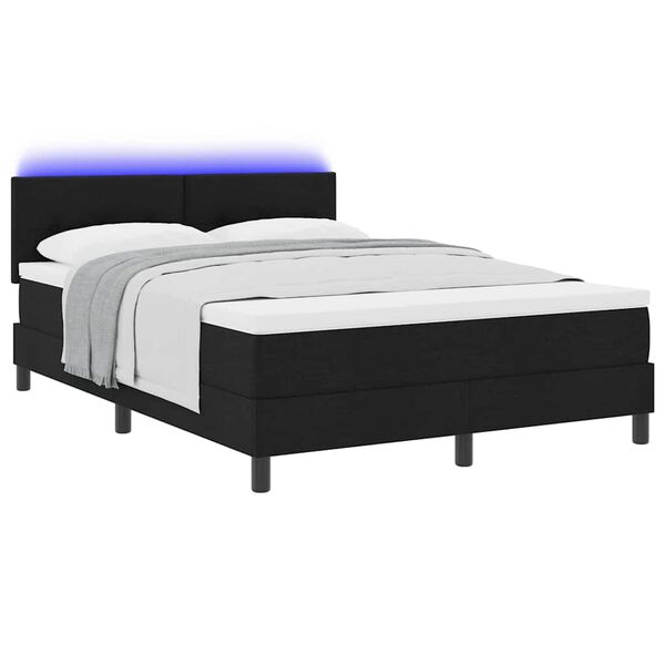 vidaXL Letto a molle con materasso con led Nero 140 x 200 cm Tessuto