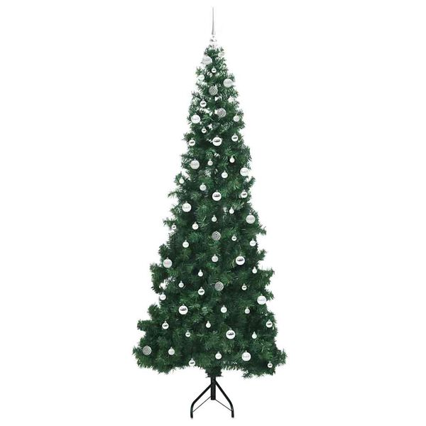 vidaXL Albero di Natale Artificiale Angolare con 300 LED Verde 240 cm
