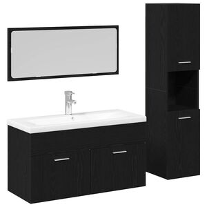 vidaXL Set di mobili per il bagno 4 pcs Rovere Nero Legno multistrato