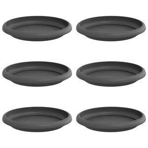 vidaXL Vassoio Rotondo per Fiori 6 pcs Nero &Oslash; 14 x 2 cm Plastica