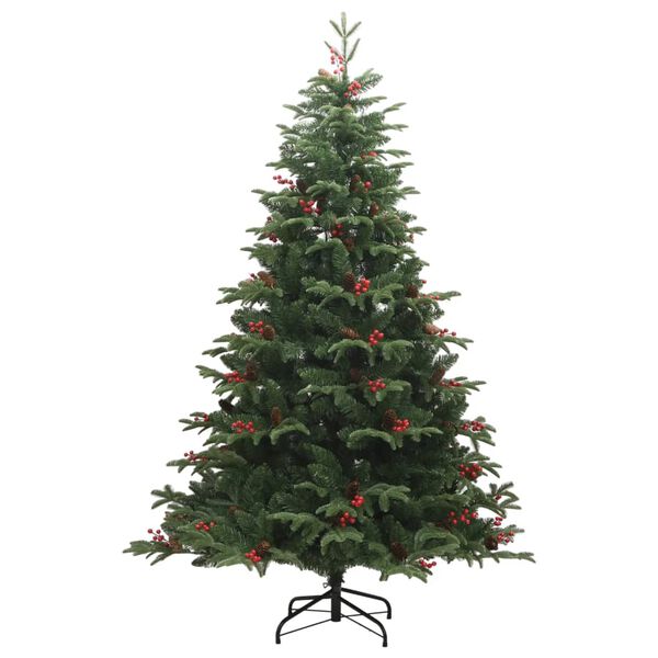 vidaXL Albero Natale Artificiale Incernierato con Pigne e Bacche 180cm