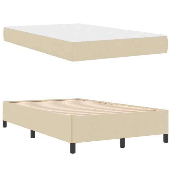 vidaXL Letto a molle Crema 120 x 190 cm Tessuto