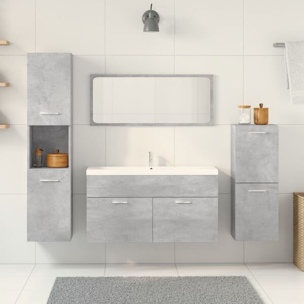 vidaXL Set Mobili da Bagno 5 pz Grigio Cemento in Legno Multistrato