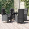 vidaXL Set da Pranzo da Giardino 5 pz Nero con Cuscini in Polyrattan
