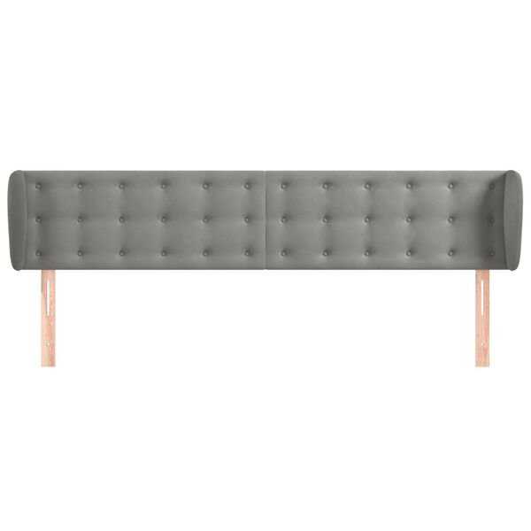 vidaXL Testiera ad Orecchio Grigio Chiaro 203x23x78/88 cm in Velluto