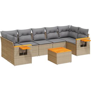 vidaXL Set Divano da Giardino 8 pz con Cuscini Beige in Polyrattan