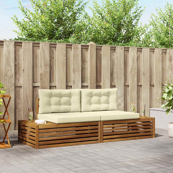 vidaXL Set di divani da esterno con cuscino 2 Pezzo Naturale e Crema