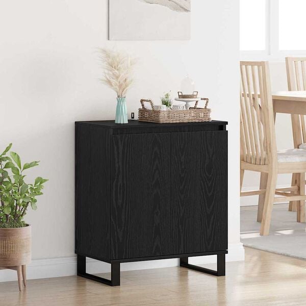 vidaXL Credenza Rovere Nero 60 x 35 x 70 cm Legno multistrato