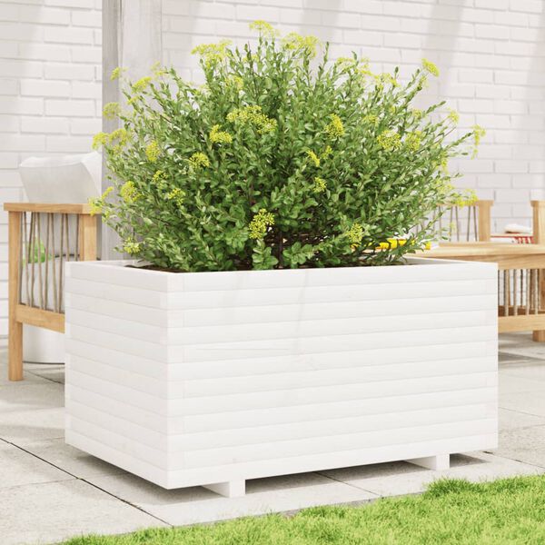 vidaXL Fioriera da Giardino Bianca 90x60x49,5cm Legno Massello di Pino