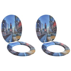 vidaXL Sedile del WC 2 pcs Grigio 44 x 38 cm Pannello MDF