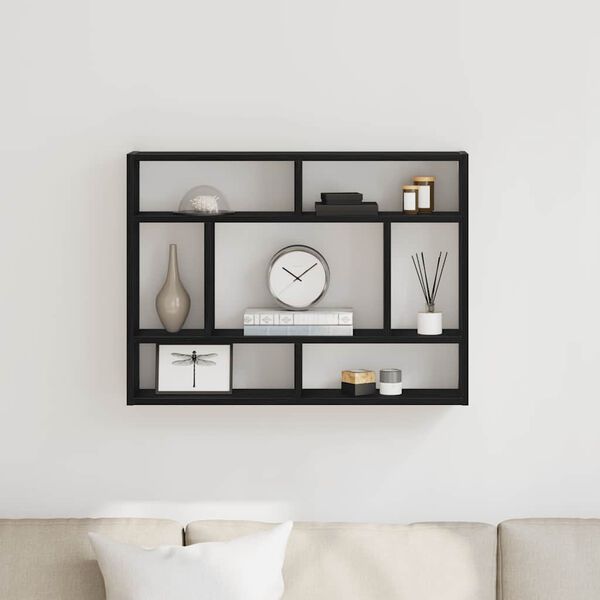 vidaXL Mensola da parete in rovere nero 75x16x55 cm in legno ingegnerizzato