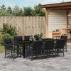 vidaXL Set da Pranzo per Giardino con cuscino 9 pcs Nero Poly Rattan