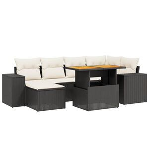 vidaXL Set Divani da Giardino con Cuscini 7pz Nero Polyrattan