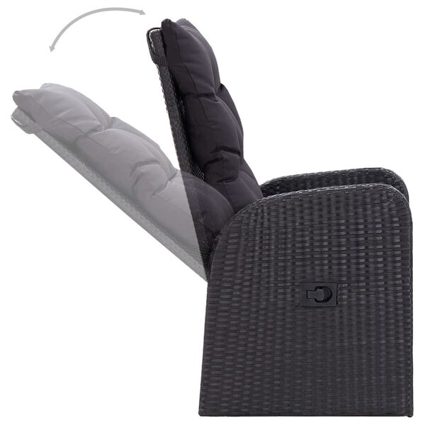 vidaXL Set Mobili da Pranzo per Giardino 3 pz Nero