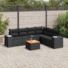 vidaXL Set Divani da Giardino con Cuscini 7pz Nero Polyrattan