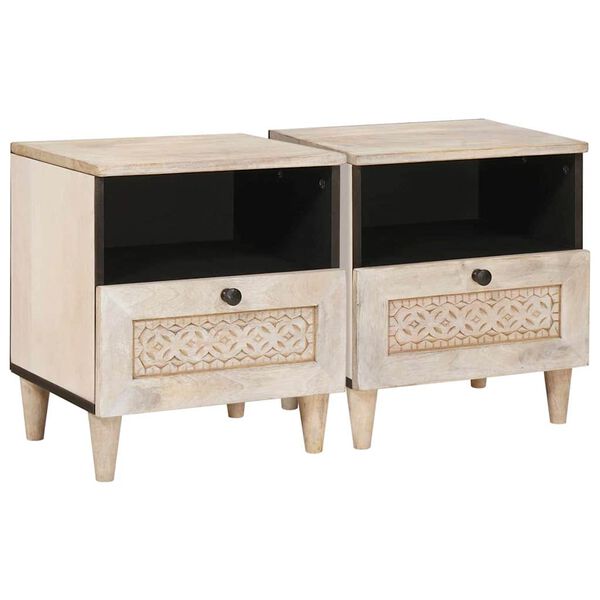 vidaXL Armadio da Notte con cassetto 2 pcs Beige 40 x 33 x 46 cm