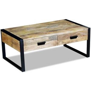 vidaXL Tavolino da Salotto 2 Cassetti in Massello di Mango 100x60x40cm