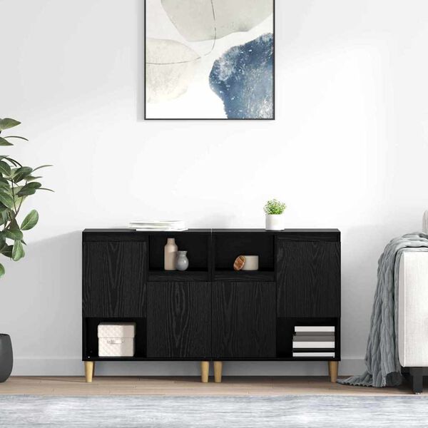 vidaXL Sideboards 2 pcs Rovere Nero 60 x 35 x 70 cm Legno multistrato