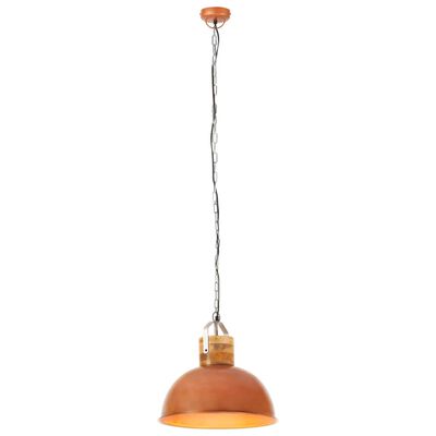 vidaXL Lampada Soffitto Industriale Rame Rotonda 42 cm E27 Legno Mango