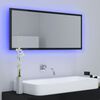 vidaXL Specchio da Bagno LED Nero Lucido 100x8,5x37 cm in Acrilico