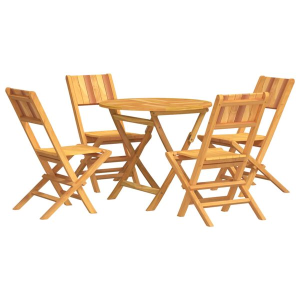 vidaXL Set da Pranzo per Giardino 5 pz in Legno Massello di Teak