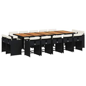 vidaXL Set da Pranzo da Giardino 15 pz con Cuscini Nero in Polyrattan