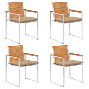 vidaXL Sedie da Giardino con Cuscini 4 pz in Legno Massello di Acacia