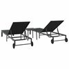 vidaXL Lettino da Sole 2-persona 3 pcs Nero polyrattan