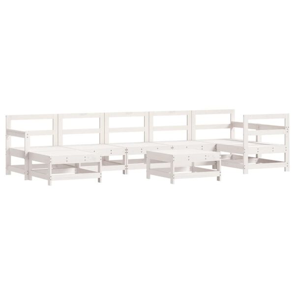 vidaXL Set Divani da Giardino 8pz con Cuscini in Legno Massello Bianco