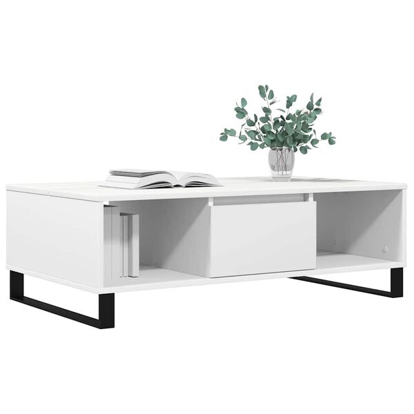 vidaXL Tavolino da Salotto Bianco 104x60x35 cm in Legno Multistrato