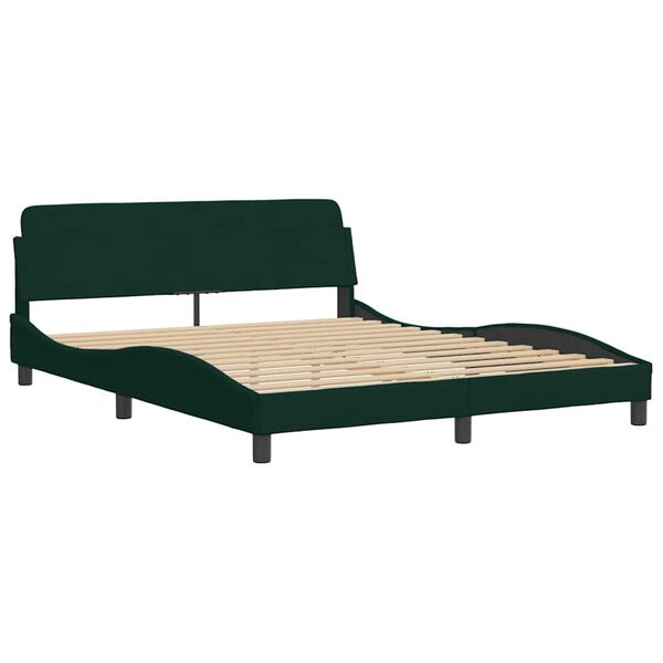 vidaXL Letto con Materasso Verde Scuro 160x200 cm in Velluto