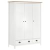 vidaXL Armadio a 3 Ante Hill Bianco 127x50x170 cm in Legno di Pino