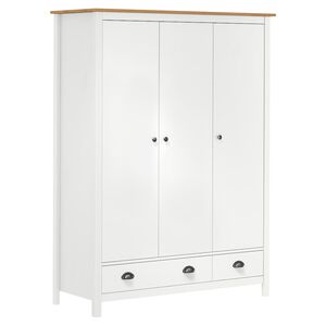 vidaXL Armadio a 3 Ante Hill Bianco 127x50x170 cm in Legno di Pino