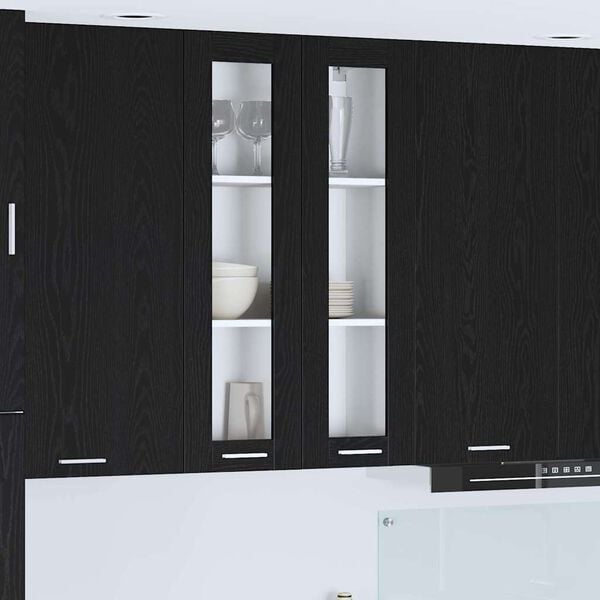 vidaXL Armadio pensile con porta Riga Rovere Nero 60 x 31 x 100 cm