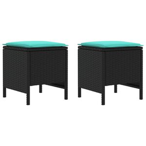 vidaXL Poggiapiedi da Giardino 2 Pezzo Nero e Turchese 38 x 38 x 45 cm
