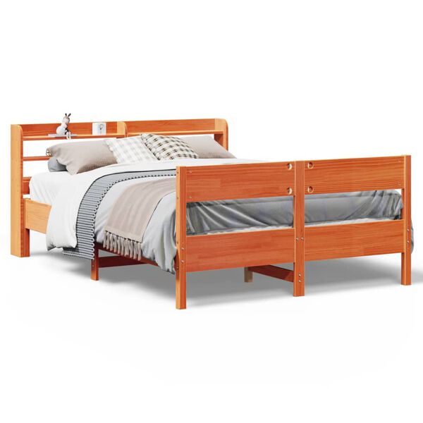 vidaXL Letto senza Materasso Marrone Cera 135x190 cm in Legno di Pino
