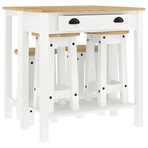 vidaXL Set da Bar 5 pz Bianco in Legno Massello di Pino