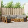 vidaXL Set divani con cuscino 10 pcs Grigio Naturale e Chiaro