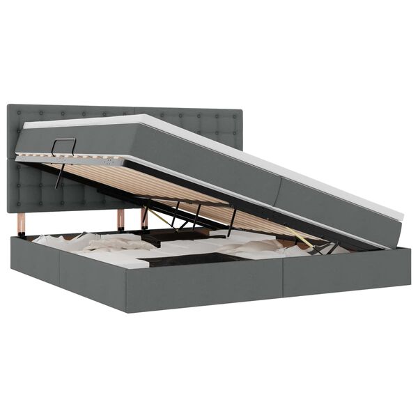 vidaXL Letto con contenitore e LED con led Grigio scuro 200 x 200 cm