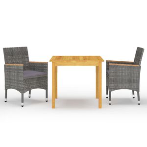 vidaXL Set Mobili da Pranzo per Giardino 3 pz Grigio