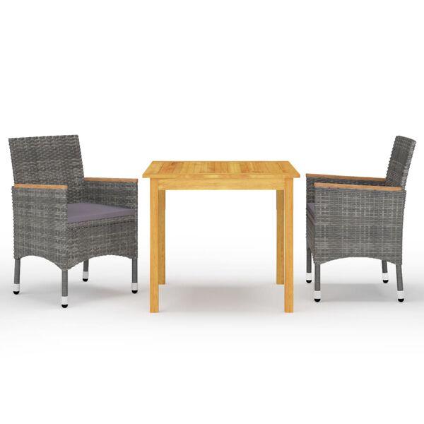 vidaXL Set Mobili da Pranzo per Giardino 3 pz Grigio