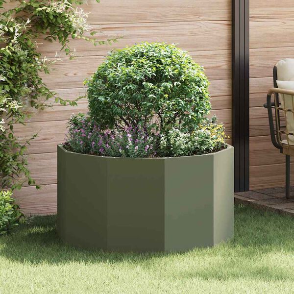 vidaXL Fioriera Verde oliva 90 x 90 x 50 cm Acciaio