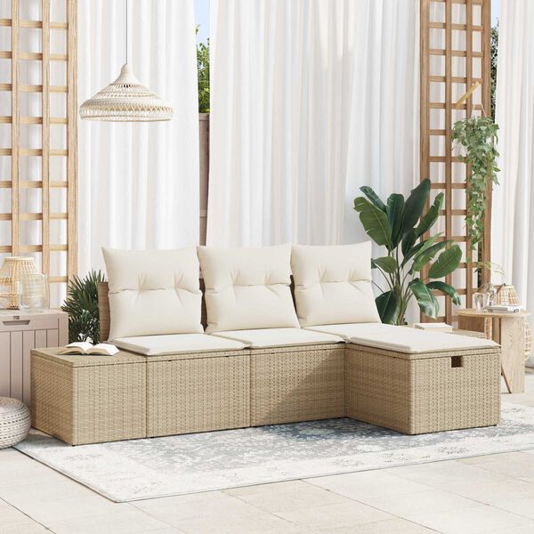 vidaXL Set di divani con cuscino 4 pcs polyrattan