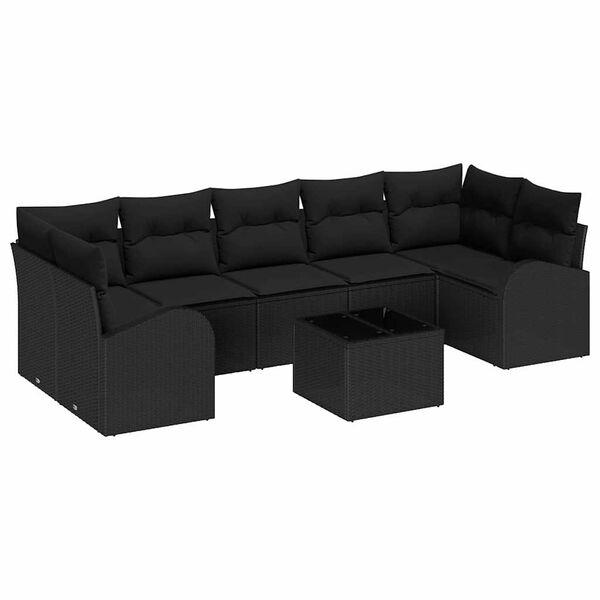 vidaXL Set Divano da Giardino Nero 55 x 55 x 37 cm polyrattan