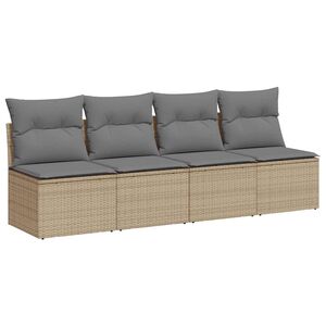 vidaXL Divano da Giardino con Cuscini a 4 Posti Beige in Polyrattan
